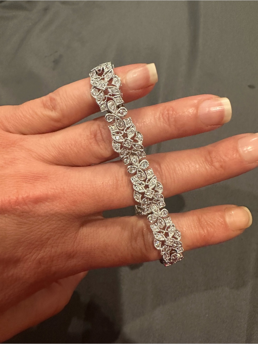 Sterling Silver Floral CZ Bracelet